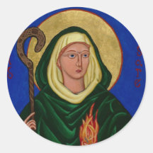 Saint Brigid with Holy Fire Round Sticker