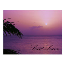 Saint Lucia Purple Sunset Postcard
