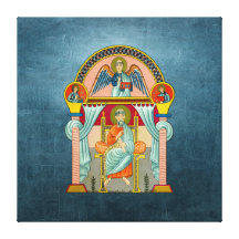 Saint Matthew 6th Century Icon on Blue Gallery Wrapped Canvas