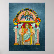 Saint Matthew 6th Century Icon on Blue Print