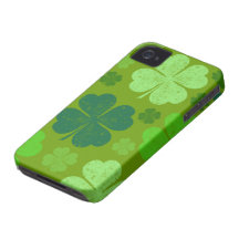 Saint Patrick Day Lucky Green Four Leaf Clovers iPhone 4 Covers