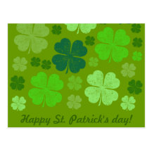 Saint Patrick Day Lucky Green Four Leaf Clovers Post Cards