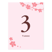 Sakura Branch Silhouette Table Number Card Post Cards