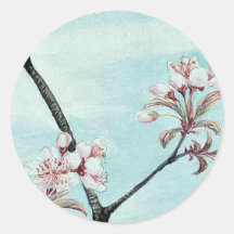 Sakura cherry Ukiyo-e. Round Stickers