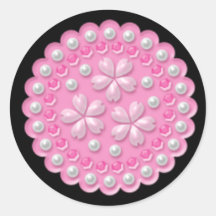 Sakura Pearl Sticker Pink Black