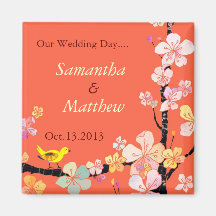 Sakura Save the Date Wedding Invitation Fridge Magnets