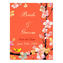 Sakura Save the Date Wedding Postcards