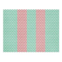 Salmon and Green Chevron Striped Zig Zags Post Cards