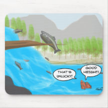 Salmon Cartoon For Fisherman Mousepads