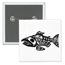 Salmon Native American Design Buttons