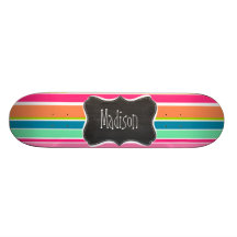 Salmon Pink & Seafoam Green; Vintage Chalkboard Skateboard