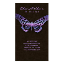 Salon Business Card Spa Butterfly Purple Pink