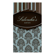 Salon Business Card spa damask stripes blue brown