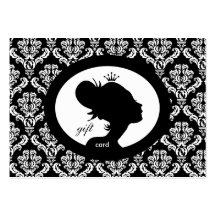 Salon Gift Card Crown Woman Silhouette BW Business Cards