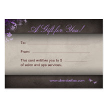 Salon Gift Card Spa Butterfly purple Business Card