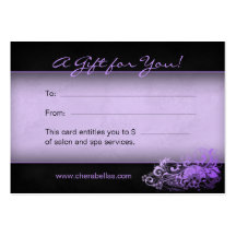 Salon Gift Card Spa Floral purple Business Card Templates