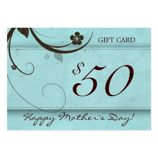 Salon Gift Card Spa Flower watery blue $50 Business Cards