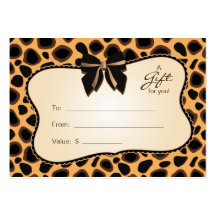 Salon Gift Card Spa Valentine's Day Cheetah Animal Business Cards