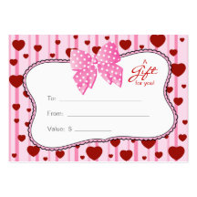Salon Gift Card Spa Valentine's Day Red Hearts Business Cards
