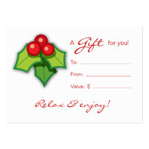 Salon Gift Card Spa Xmas Holly Business Cards