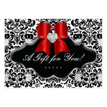 Salon Jewellery Gift Card Bow Floral Damask Red Si Business Cards