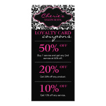 Salon Marketing Cards Damask Pink Floral Personalized Rack Card
