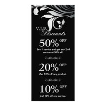 Salon Marketing Cards Elegant Floral Silver Black Customized Rack Card