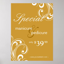 Salon Poster Spa Gold & White Swirls