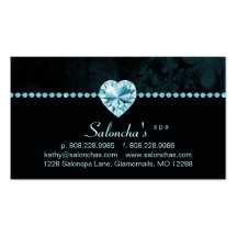 Salon Spa Business Card blue heart rhinestone