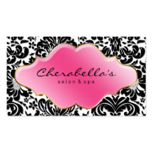 Salon Spa Business Card Pink Floral Damask