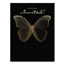 Salon Spa Butterfly Postcard Invitation Beige