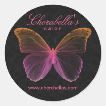 Salon spa butterfly sticker pink orange black