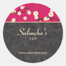 Salon spa floral cherry blossom sticker hot pink