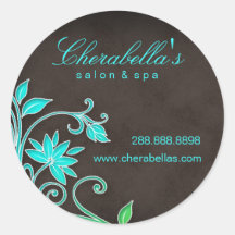 Salon spa floral sticker blue brown