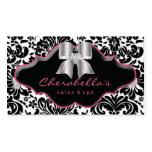 Salon Spa Jewellery Business Card Pink Damask Bow