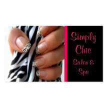 Salon Spa Nail business card pink chic zebra