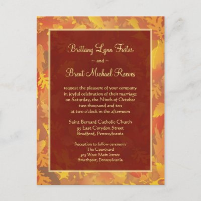 Sample Wedding Invitation Autumn Mist Frame Postcard by SquirrelHugger
