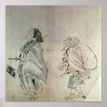 Samurai being followed by a servant posters