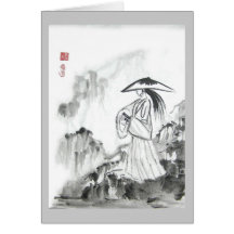 Samurai Drawing Sword Greeting Card