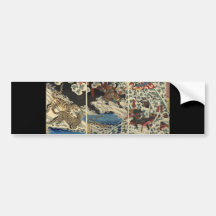 Samurai fighting tiger etc. circa 1800's bumper sticker