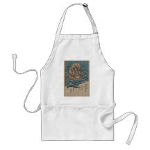 Samurai on Horseback in Water circa 1830 Japan Apron