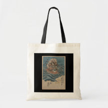 Samurai on Horseback in Water circa 1830 Japan Canvas Bags