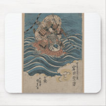 Samurai on Horseback in Water circa 1830 Japan Mousepads