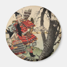 Samurai Viewing Cherry Blossoms circa 1885 Refrigerator Magnets