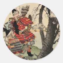 Samurai Viewing Cherry Blossoms circa 1885 Stickers