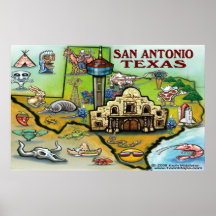 San Antonio TEXAS Map Print