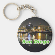 San Diego at Night Keychains