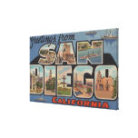 San Diego, California - Large Letter Scenes 2 Stretched Canvas Prints