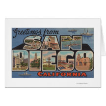 San Diego, California - Large Letter Scenes Greeting Cards