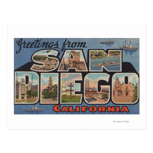 San Diego, California - Large Letter Scenes Post Cards